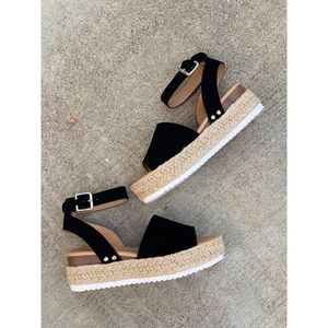 Soda Topic Black Espadrille Strap Sandal